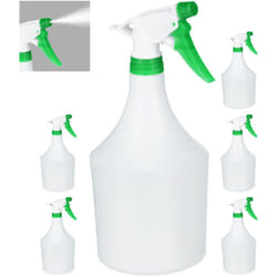 Relaxdays - 6 x spray pour plantes, buse réglable, pulvérisateur 1 litre, échelle, plastique, pulvérisateur floral, blanc-vert