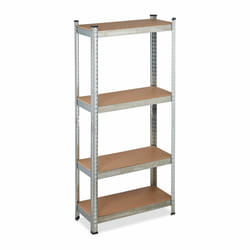 Relaxdays - Etagère lourde charge, capacité 700kg, 150x70x30 cm, 4 niveaux, à clipser, acier, pour cave & garage, argenté