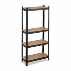 Relaxdays - Etagère lourde charge, capacité 700kg, 150x70x30 cm, 4 niveaux, à clipser, acier, pour cave & garage, noir