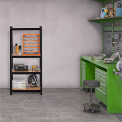 Relaxdays - Etagère lourde charge, capacité 700kg, 150x70x30 cm, 4 niveaux, à clipser, acier, pour cave & garage, noir