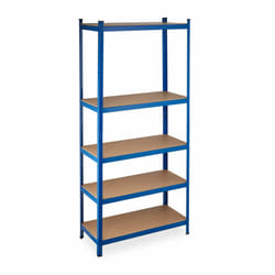 Relaxdays - Etagère lourde charge xl, capacité 1325 kg, 220x100x45 cm, 5 niveaux, à clipser, acier, cave & garage, bleu