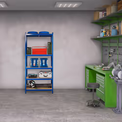 Relaxdays - Etagère lourde charge xl, capacité 1325 kg, 220x100x45 cm, 5 niveaux, à clipser, acier, cave & garage, bleu