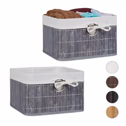 Corbeille lot de 2 Panier de rangement Housse amovible poignée Boîte étagère armoire HxLxP 20 x 31 x 31 cm gris