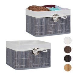 Corbeille lot de 2 Panier de rangement Housse amovible poignée Boîte étagère armoire HxLxP 20 x 31 x 31 cm gris