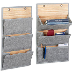 Relaxdays - 2x Porte-documents organiseur mural 3 compartiments porte ou mur, gris