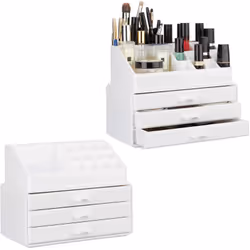 Cet organisateur de maquillage vous permet de faire de la place et de l’ordre et vous évite de devoir chercher dans votre tro ...