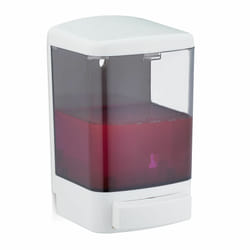 Distributeur de savon mural, 1000 ml, rechargeable, Poussoir pour salle de bain & cuisine, blanc-noir - Relaxdays