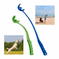 Relaxdays Lanceur de balle pour chiens lot de 2 frondes Manche pour balles de tennis jouet pour chiens bleu/vert
