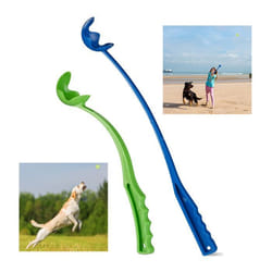 Relaxdays Lanceur de balle pour chiens lot de 2 frondes Manche pour balles de tennis jouet pour chiens bleu/vert