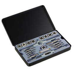 Relaxdays - Taraud et filières M3 - M12, 9 coupes de filetage, taraudeuse, coffret taraud, argenté