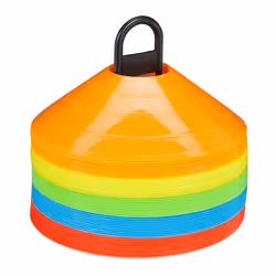 Relaxdays Plots de marquage lot de 50 5 couleurs cônes pour football & handball avec support accessoire sport