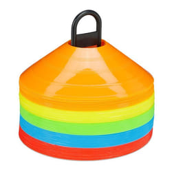 Relaxdays Plots de marquage lot de 50 5 couleurs cônes pour football & handball avec support accessoire sport