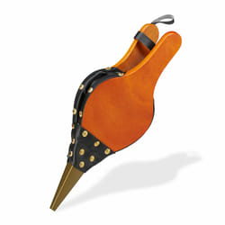 Relaxdays - Soufflet cheminée, barbecue, allume feu rustique, clous décoratifs dorés, longueur de 39 cm, marron/noir