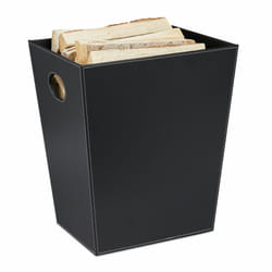 Relaxdays - Panier à bois, range-buches en similicuir, rangement & transport, porte-revues avec poignées, cheminée, noir