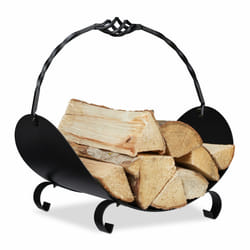 Relaxdays Panier bois de cheminée, métallique, pour bûches avec anse, HlP: 42,5 x 43,5 x 30 cm intérieur, panier bûches