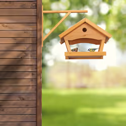 Relaxdays Mangeoire pour oiseaux en bois, à suspendre, HLP: 35x42,5x40,5 cm, jardin, distributeur de nourriture, nature