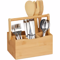 La boîte enbambou avec 4 compartiments est très pratique dans la cuisine ou sur la table àmanger. Utilisé comme range-couvert ...