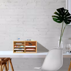 Relaxdays - Organiseur de documents en bambou, din A4, 8 espaces, pour le bureau, ouvert, HxLxP : 25 x 49 x 31 cm, naturel