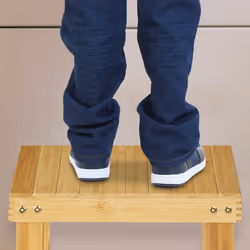 Tabouret de salle de bain solide en bambou, repose-pieds, jusqu'à 100 kg, h x l x p 33,5 x 25 x 39 cm, nature - Relaxdays