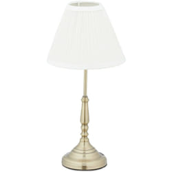 Relaxdays - Lampe de table, abat-jour, E14, salon et chambre à coucher, veilleuse en métal, HlP 43 x 21 cm,blanc/doré