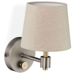 Relaxdays - Lampe murale vintage, réglable, projecteurs muraux interrupteur et abat-jour, E14, HxlxP 23x15 x21 cm,beige