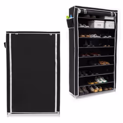 2x Meubles à chaussures VALENTIN Housse en tissu étagère armoire range-chaussures 10 Étages HxLxP 161 x 88 x 30 cm noir