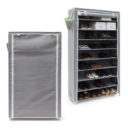 2x Meubles à chaussures VALENTIN Housse en tissu étagère armoire range-chaussures 10 Étages HLP 161x88x30 cm anthracite