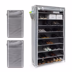 3x Meubles à chaussures VALENTIN Housse en tissu étagère armoire range-chaussures 10 Étages HLP 161x88x30 cm anthracite