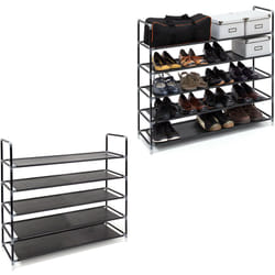 2x Étagères à chaussures 5 niveaux jusqu'à 20 paires max. HxLxP: 90,5 x 87 x 29,5 cm armoire à chaussures, noire