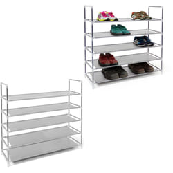 Relaxdays - 2x Étagères à chaussures 5 niveaux jusqu'à 20 paires max. HxLxP: 90,5 x 87 x 29,5 cm armoire à chaussures, grise