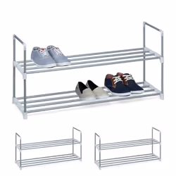 Ce meuble à chaussures en lot de 3 est un espace de rangement idéal dans votre couloir ou votre entrée. Les 2 étages en métal ...