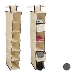 Lot de 2 étagère à suspendre en tissu 6 compartiments 2 tiroirs pour dressing HLP: env. 82 x 145 x 30 cm beige