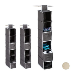 Lot de 3 étagère à suspendre en tissu 6 compartiments 2 tiroirs pour dressing HLP: env. 82x145x30 cm anthracite