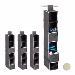 Lot de 4 étagère à suspendre en tissu 6 compartiments 2 tiroirs pour dressing HLP: env. 82x145x30 cm anthracite