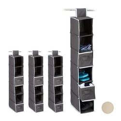 Lot de 4 étagère à suspendre en tissu 6 compartiments 2 tiroirs pour dressing HLP: env. 82x145x30 cm anthracite