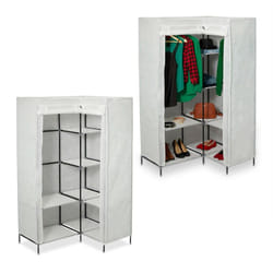 Relaxdays - Lot de 2 armoire d'angle, 8 étages, 2 tringles, système d'emboîtage, portes, 169x100x83cm, armoire en tissu, blanc