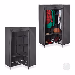 Lot de 2 armoire dangle 8 étages 2 tringles système d’emboîtage portes 169x100x83cm armoire en tissu noir