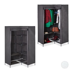 Lot de 2 armoire dangle 8 étages 2 tringles système d’emboîtage portes 169x100x83cm armoire en tissu noir