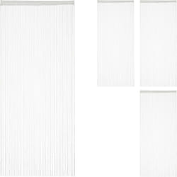Relaxdays - Rideau fils, lot de 4, rideau de porte ou fenêtre, 90x245 cm, rideau spaghetti, pour tringle, peut être raccourci, blanc