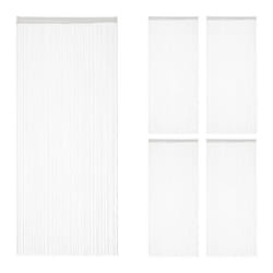 Rideau fils lot de 5 rideau de porte ou fenêtre 90x245 cm rideau spaghetti pour tringle peut être raccourci blanc