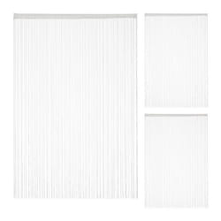 Rideau fils lot de 3 rideau de porte ou fenêtre 145 x 245 rideau spaghetti pour tringle peut être raccourci blanc
