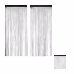 Rideau fils lot de 2 rideau de porte ou fenêtre 90x245 cm rideau spaghetti pour tringle peut être raccourci noir