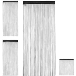 Relaxdays - Rideau fils, lot de 3, rideau de porte ou fenêtre, 90x245 cm, rideau spaghetti, pour tringle, peut être raccourci, noir