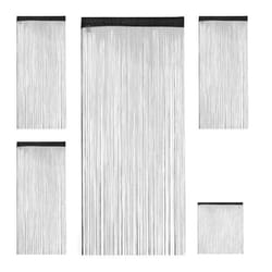 Rideau fils lot de 4 rideau de porte ou fenêtre 90x245 cm rideau spaghetti pour tringle peut être raccourci noir