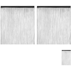 Relaxdays - Rideau fils, lot de 2, rideau de porte ou fenêtre, 145 x 245, rideau spaghetti, pour tringle, peut être raccourci, noir