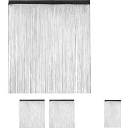 Relaxdays - Rideau fils, lot de 3, rideau de porte ou fenêtre, 145 x 245, rideau spaghetti, pour tringle, peut être raccourci, noir