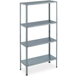 Relaxdays - tagère à charge lourde galvanisée, hlp 145x75,5x30 cm, 4 niveaux, 160 kg max., acier, cave, garage, argenté