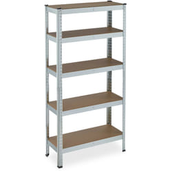 Relaxdays - tagère à charge lourde galvanisée, capacité 875 kg, 150x75x30 cm, 5 niveaux, à clipser, acier, cave, argenté