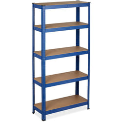 Tagère à charge lourde, 150x75x30 cm, capacité de 875 kg, 5 niveaux, à assembler, cave et garage, acier, bleu - Relaxdays