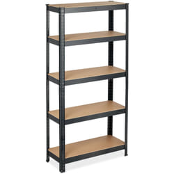 Relaxdays - tagère à charge lourde, hlp 150x75x30 cm, capacité de 875 kg, 5 niveaux, à assembler, garage, acier, noir